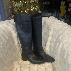 Sam Edelman Black Leather Over the Knee Boots